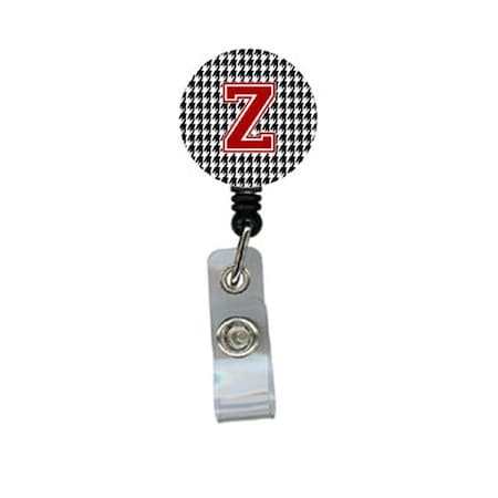 Teacher'S Aid Houndstooth Black Initial Z Monogram Initial Retractable Badge Reel Or Id Holder With Clip TE54897
